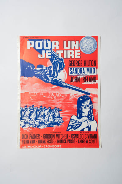 Rare affichette originale de film, d'exploitation en salles, pour le western spaghetti italien  " Pour un dollar je tire ( T'ammazzo!... Raccomandati ...