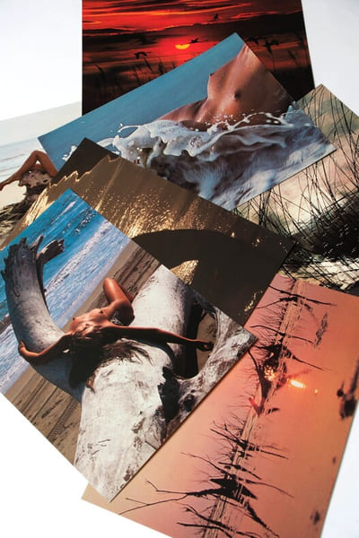Superbe lot de 7 photographies couleurs, tir&eacute;es en photoprint, par les &eacute;ditions Agep.  ( 3 photographies sont d&eacute;dicac&eacute;s au verso par Lucien Clergue ...