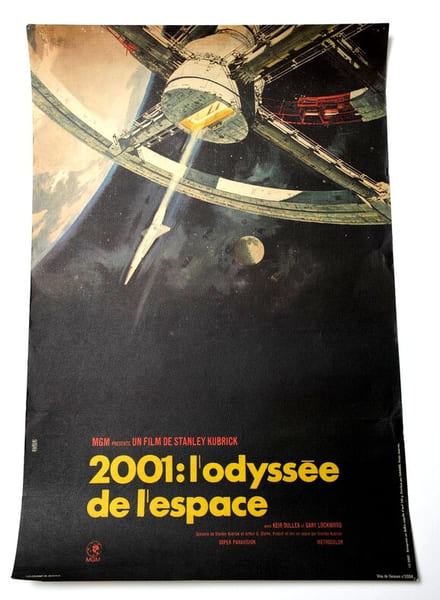 Rare affiche en retirage limit&eacute; &agrave; 2000 exemplaires sur Balkis coquillle d'oeuf 240g, pour le film britannico-am&eacute;ricain de science-fiction " 2001 ...