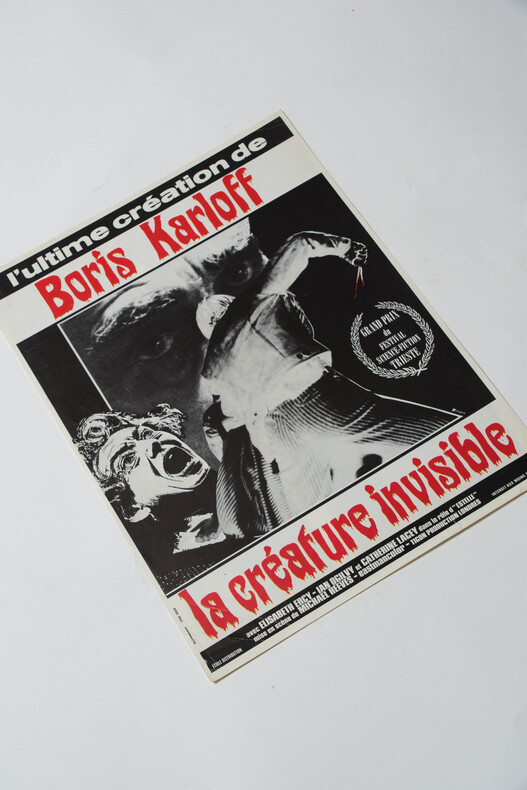 Rare affichette originale d'exploitation en salles, pour le film anglais " La Cr&eacute;ature invisible (The Sorcerers) " .. ( Cin&eacute;ma - Affiches - Horreur ) ...