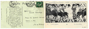 Belle d&eacute;dicace sign&eacute;e, de Jean Paulhan adress&eacute;e &agrave; l'&eacute;crivain Marcel Sauvage sur carte postale.. Jean Paulhan.
