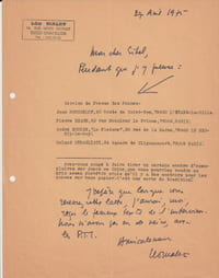 Belle lettre tapuscrite signée, datée et dédicacée par Léo Malet destinée à l'éditeur, auteur et critique Alfred Eibel.