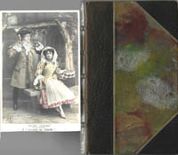 Histoire de Manon Lescaut et du Chevalier des Grieux avec 5 cartes postales colorisées, extraites, de l'Opéra de Giacomo Puccini avec Cesira Ferrani et Achille Moro.