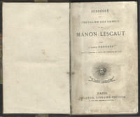 Histoire de Manon Lescaut et du Chevalier des Grieux avec 5 cartes postales colorisées, extraites, de l'Opéra de Giacomo Puccini avec Cesira Ferrani et Achille Moro.
