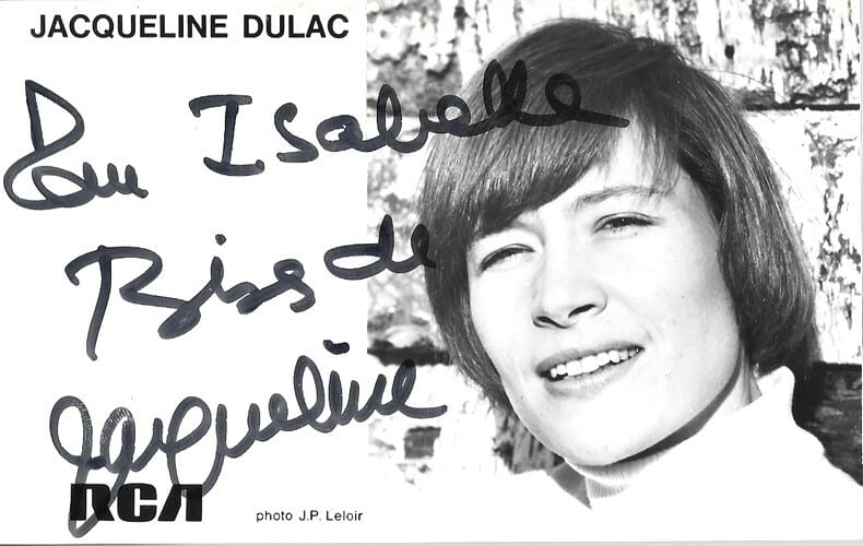 Carte postale RCA d&eacute;dicac&eacute;e par Jacqueline Dulac.. ( Cartes Postales - Chanson Fran&ccedil;aise ) - Jacqueline Dulac - Jean-Pierre Leloir.