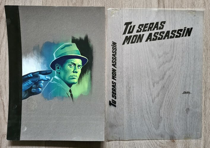 Magnifique Gouache originale, sign&eacute;e, r&eacute;alis&eacute;e par Michel Gourdon pour le livre " Tu seras mon Assasin " publi&eacute; par les &eacute;ditions Fleuve Noir dans la ...