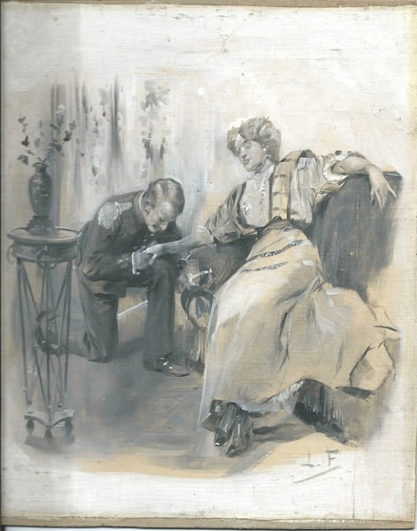 Gouache originale sur toile cartonn&eacute;e, intitul&eacute;e au verso " Mon romancier...", monogramm&eacute;e " L.F " en bas &agrave; droite.. ( Ars&egrave;ne Lupin - Dessins ...