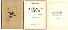 Le Géranium Ovipare. ( Cartonnage éditeur en tirage unique numéotés à 3050 exemplaires sur vélin Buley ).. ( Cartonnage ) - Georges Fourest.