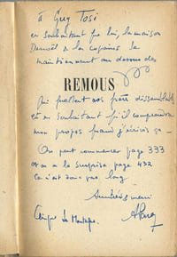 Remous.( Avec magnifique dédicac à Guy Tosi )