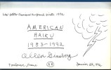 Allen Ginsberg : American Haiku 1983-1992. ( Beat génération ) - Allen Ginsberg.