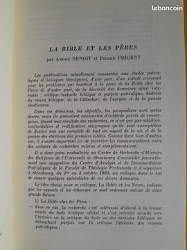 La Bible et les Pères. Colloque de Strasbourg, 1er-3 octobre 1969. Centre d'études supérieures spécialisé d'histoire des religions de Strasbourg