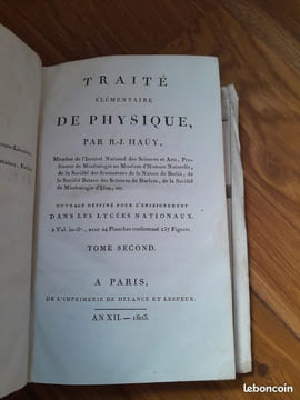 Traité élémentaire de physique (tome II seul). HAÜY, René-Just (Abbé)