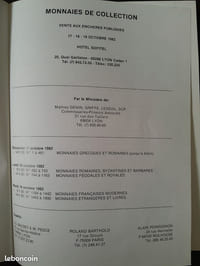 Monnaies de collection (Lyon, 17-18-19 octobre 1982)