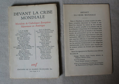 Devant la crise mondiale, manifeste de catholiques européens séjournant en Amérique