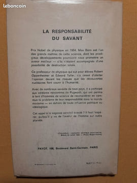 La responsabilité du savant dans le monde moderne. BORN, Max