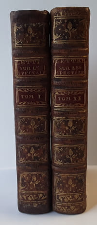 DESPREZ DE BOISSY (Ch).
LETTRES SUR LES SPECTACLES ; AVEC UNE HISTOIRE DES OUVRAGES POUR ET CONTRE LES THEATRES.
Cinquième édition, revue, corrigée et augmentée par l’auteur.
Première édition en deux volumes, augmentée de l'Histoire des ouvrages pour ou contre les Théâtres.