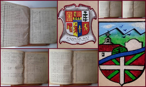 MARCHE EUSKARIENNE...Partition originale manuscrite d'Aristide Martz en souvenir des Fêtes de Biarritz du printemps 1906.
Au Maître Théodore Barnier ...