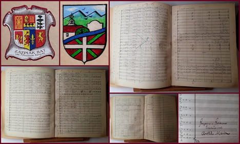 MARCHE EUSKARIENNE...Partition originale manuscrite d'Aristide Martz en souvenir des Fêtes de Biarritz du printemps 1906.
Au Maître Théodore Barnier ...