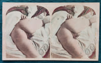 Le "Derrière", Photographies obscènes pour stéréoscope.
Rare exemplaire en bel état des vues stéréoscopiques pornographiques de A. Belloc saisies par la police en octobre 1860.