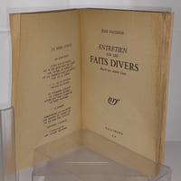 ENTRETIEN SUR DES FAITS DIVERS illustré par André Lhote. Exemplaire du SP. De la bibliothèque de Jean Caupenne,collaborateur des premiers numéros de la Révolution Surréaliste.