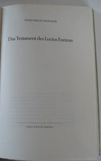 Das Testament des Lucius Eurinus.