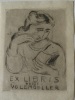 Exlibris Heidi Vollmoeller. Lesendes Mädchen. Kaltnadel auf Japanpapier. Zürich, um 1930/35, in der Platte monogrammiert (H P). Blattgrösse : 14 x ...