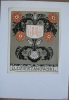 Ex-libris J. Dzierzanowski. Motif floral. Sans date. Tiré en noir, gris et rouge. 13,8 x 11 cm. Monté sur carton blanc.. EX-LIBRIS - EXLIBRIS - ...