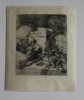 Ex-libris Lucien Wiener. "J'appartiens à Lucien Wiener". Nature morte avec globe, crâne et livres. Eau-forte sur papier Japon. Feuille : 9,2 x 7,6 cm. ...