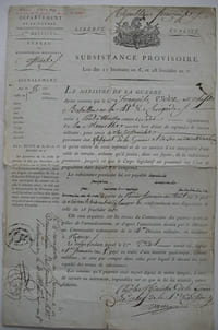 Deux actes administratifs signés par Daru, Ministre de la Guerre, datés l'an 8 (1799/1800).