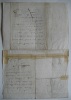 Laissez- passer du 1. 10. 1759 pour le capitaine Lardenoir signé par le duc de Broglie et Desforges. Une feuille composée - l'en-tête est contrecollé ...