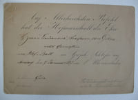 Auf Allerhöchsten Befehl hat der Hofmarschall die Ehre Herrn Lieutenant, Freiherr von Gilm, nebst Gemahlin zum Hof-Ball im Grossh. Schlosse auf Montag den 7 Januar 1867 um 8 Uhr einzuladen. Anzug der Herren / Damen. Im Verhinderungsfalle wird Antwort an das Oberhof-Marschallamt erbeten. Karton (12,5 x 18 cm) mit heraldischem Trockenstempel.