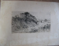 Two etchings : 1) Dunes. Leaf : 23,3 x 30,9 cm, plate : 11 x 20 cm.- 2) Coal Pockets at New Bedford. Leaf : 31,1 x 23,1 cm, plate : 21,5 x 15 cm. Both signed in the plate : R. Swain Gifford 79.