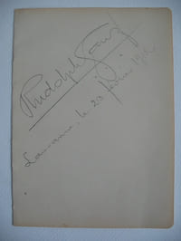 Signature (pencil), dated Lausanne, 23. 02. 1912 (1 loose album leaf, 20 x 14,5 cm).