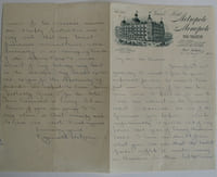 Handwritten letter, 2 pages, dated may, 21 1914 and signed. 22 x 14,5 cm. En tête : Grand Hotel Metropole & Monopole Bad Nauheim.