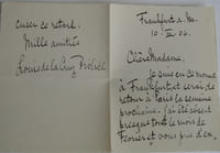 Billet manuscrit (15,2 x 11,2 cm), 2 pages, 10 lignes, daté 10, 2. 06 et signé.