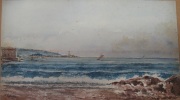 La Baie d'Agay. Aquarelle. 25,5 x 45,5 cm. Intitulé et signé à la main par l'artiste en bas à gauche : L. Favre [18]85. Agay. . AQUARELLE - VUE DE LA  ...