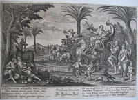 [Zeitalter]. 1. Seculum Aureum. Die Güldene Zeit. 2. Seculum Argentum. Die Siberne Zeit. 3. Seculum Aeneum. Die Eherne Zeit. 4. Seculum Ferreum. Die Eiserne Zeit. 4 numerierte mit schwarzer Linie umrandete Kupferstiche mit lateinischen Doppel-Distichon (unten links), Titel (unten Mitte) und deutschen Vierzeiler (unten rechts). 