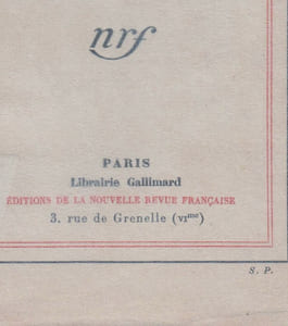 LE RETOUR DU TCHAD : suite du Voyage au Congo (Carnet de route).
[Envoi de Gide au journaliste Lucien Corpechot]