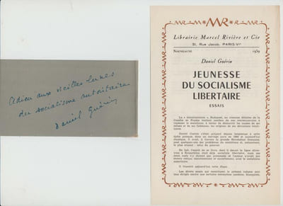 JEUNESSE DU SOCIALISME LIBERTAIRE : essais.
[Envoi de l'auteur]