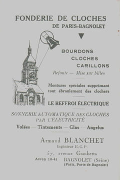 CEREMONIAL DE LA BENEDICTION DES CLOCHES.. BLANCHET Armand (Ingénieur des Arts et Manufactures, Maître Saintier)