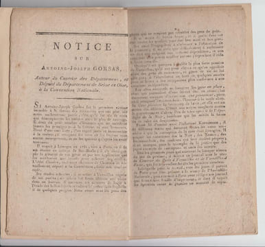 LISTE DES DÉPUTES PROSCRITS AVEC LA DÉSIGNATION DE LEURS DÉPARTEMENTS + NOTICE SUR GORSAS (1793).. GORSAS (Veuve) Imp.