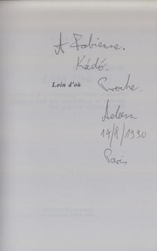 Loin d'où (textes). [Envoi d'Adam Biro]. BIRO (Adam) 
