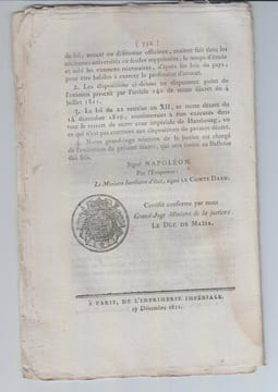 BULLETIN DES LOIS N°408 / Décembre 1811. undefined