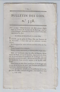 BULLETIN DES LOIS N°538 / Juin 1822