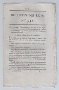 BULLETIN DES LOIS N°538 / Juin 1822