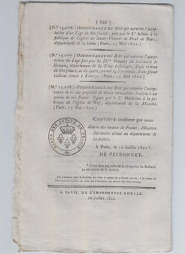 BULLETIN DES LOIS N°538 / Juin 1822. undefined