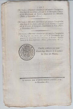 BULLETIN DES LOIS N°410 / Décembre 1811.
. undefined