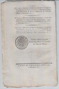 BULLETIN DES LOIS N°410 / Décembre 1811.
