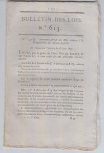 BULLETIN DES LOIS N°613 / Juillet 1823.