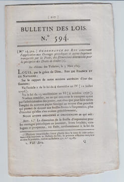 BULLETIN DES LOIS N°594 / Mars 1823. undefined